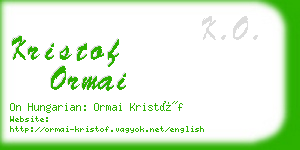 kristof ormai business card